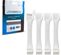 Litcessory 6 kontaktu pagarinājuma kabelis ar saīsināto galu Philips Hue Lightstrip Plus (50 mm, 4 gabali, balts - standarta 6-pol V3 / WiZ Lightstrip)