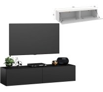 4housedesign® TV dēlis Lowboard Piekaramais TV bufete Dzīvojamā istaba Lowboard Dzīvojamā istaba TV plaukts TV dēlis TV plaukts Piekaramais TV panelis TV Shrank TV 55 collu TV Lowboard Black Mat 140 cm