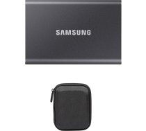 Samsung Portable SSD T7, 4 TB, USB 3.2 Gen.2, ārējais SSD cietais disks, pelēks, MU-PC4T0T/WW + Amazon Basics cietā diska korpuss, melns