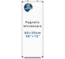 S SWANCROWN Long Whiteboard Dry Erase Board for Door Wall Mounted with Hanging Hooks and Aluminum Magnetic Board for Home Office 12 x 36 Inch