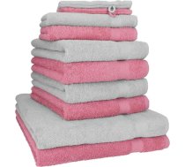 10 dvieļu komplekts PREMIUM, sudrabaini pelēks un vecs rozā, kvalitāte 470g/m², 2 vannas dvieļi 70 x 140 cm, 4 roku dvieļi 100 x 50 cm, 2 viesu dvieļi 30 x 50 cm, 2 mazgāšanas dūraiņi 16 x 21 cm, Betz.