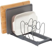 simplywire Izvelkams paplātes un dēlīšu turētājs - pannu vāciņu glabāšana - virtuves skapīša organizators - pelēks plastmasa