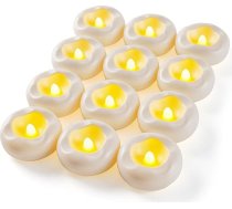 Da by Peldošās sveces - 12 baltas ūdensizturīgas LED ūdens sveces - piemērotas peldbaseiniem/ kāzām/vāzēm/mājas dekorēšanai (5 cm x 2,5 cm)