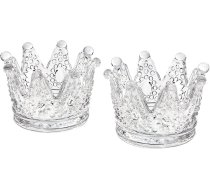 Kronis Votive sveču turētājs, Kronis tējas gaismas turētājs, Mini Kronis Tealight turētājs, Juvelierizstrādājumu gredzena turētājs kāzu ballītei Mājas dekorēšanas komplekts (caurspīdīgs, 2 gab.)