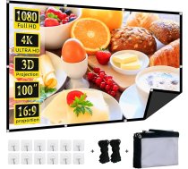 Salokāms 100 collu projektora ekrāns, XINLEMY 4k 16:9 Anti-Crease Portable Washable Projector Backing Black Absorbs Light Movies Ekrāni mājas kinozāles pagalmā Iekštelpu un āra kempingiem