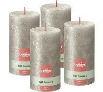 Bolsius Rustic Pillar Candles - Shimmer Champagne - 4 sveces - dekoratīvās - degšanas ilgums 60 stundas - bez aromāta - dabīgs augu vasks - bez palmu eļļas - 13 x 7 cm