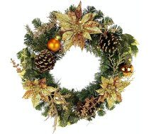 Dekorēts Ziemassvētku vainags ar LED apgaismojumu, Amaryllis, ogas, īsti čiekuri zari un mirdzums vainags, durvju vainags, egļu vainags, ziedu vainags