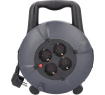 kā - Schwabe 16086 Kabeļu kaste 10 m H05VV-F 3G1.5 ar zemējuma kontaktdakšu kontaktdakšu, 4x zemējuma kontaktligzdas, 230V/16A, maks. 3500 W, IP20, melns/pelēks