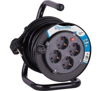 Electraline 100238 Kabeļu rullis H05VV-F 3G1.5 10 m kabelis - IP20 iekštelpās / Kabeļu rullis ar 4 Schuko ligzdām / Kabeļu kaste ar pagarinātāju / Kabeļu rullītis ar rokturi