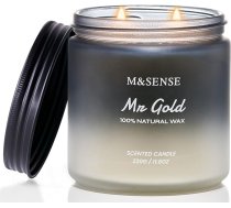 M&SENSE Mr.Gold Juniper Amber Aromatizētas sveces vīriešiem Oud Wood Aromatizētas sveces vīriešiem no sojas vaska 330 g 70 stundu ilgs kalpošanas laiks Vīriešu sveces Ziemassvētku sveces vīriešiem MSSDOEU1O4 Frosted Pine