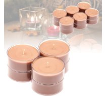 Candelo 12 XXL smaržīgo sveču komplekts - Smaržīgās tējas sveces "Burnt Almond" - Plastmasas vāciņš tējas svecēm "Jumbo" - 8 stundu degšanas laiks - lielas tējas sveces brūnā krāsā