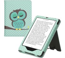 kwmobile Flip Cover saderīgs ar Amazon Kindle Paperwhite (11th Gen - 2021) - Futrālis ar roku siksniņu Pūce Miega Turquoise Brown Mint Green