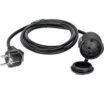 Āra pagarinātājs 10 m: Āra pagarinātājs ar Schuko kontaktdakšu izmantošanai ārpus telpām IP44-1,5 mm² 3500 W pagarinātājs ar aizsargvāciņu melns