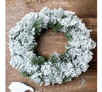MIJOMA Mākslīgais egļu vainags, adventes vainags, sniegots, stilīgs Ziemassvētku rotājums galdam un durvīm, izturīgs ziemas dekors, diametrs 35 cm, zaļš/balts