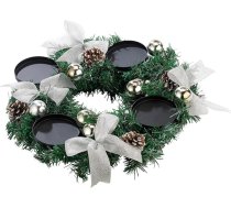 Britesta dekoratīvais Adventes vainags: Adventes vainags ar sudraba krāsas rotaslietām, diametrs 30 cm (Ziemassvētku vainaga dekori, Ziemassvētku vainags, Ziemassvētki)