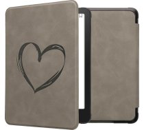 kwmobile Hülle saderīgs ar Amazon Kindle Paperwhite (2024)/Colorsoft Hülle - Mākslinieciskais pārvalks - Herz Brush Grau