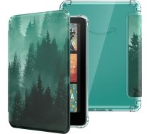 MoKo Hülle für All-New 7" Kindle Paperwhite 12. Gen 2024 & Kindle Colorsoft Signature Edition, Ultraklar Weich Transparent TPU Rückseite Leicht Schutzhülle mit Auto Schlaf/Aufwach, Grüner Wald