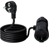HuaLiSiJi Schuko pagarinātājs dubultais 16 A 250 V aizsargkontaktu pagarinātājs Dubultais Schuko kontaktdakšu kabelis 3 x 1,0 mm² IP20, sadzīves tehnikai (melns, 1,5 m)