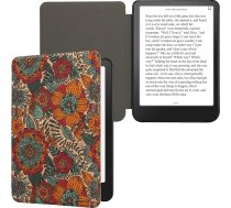 kwmobile Hülle kompatibel mit Amazon Kindle (2022/2024) - Kork eReader Schutzhülle Cover Case - Sommerblumen Orange Grün Rot