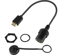 QIANRENON 4K Mini HDMI mini HDMI uz HDMI vītni Fiksēts ūdensizturīgs kabelis no Mini HDMI vīrišķā uz HDMI 2.0 sievišķā stiprinājuma pagarinājuma kabelis 4K @ 60Hz televizoram Grafiskā karte Kamera Planšetdators Videokamera 30 cm / 11,8 coll