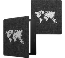 kwmobile Korpuss saderīgs ar Amazon Kindle Oasis 10. paaudzes vāciņu - e-grāmatu lasītājs Auduma futrālis Travel Outline White Dark Grey