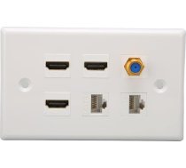 Annadue HDMI sienas plate, 6 portu Ethernet sienas plate ar 3 x HDMI, 1 x TV F tipa un 2 x Cat 6 RJ45 tīkla AV sienas plate mājas HDTV, Ethernet sienas ligzda