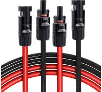 HISports Solarkabel 4 mm² 3m,1Paar Solarkabelverlängerung 10AWG, Photovoltaikkabel IP67 Wasserdichter Stecker