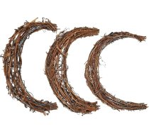 PATIKIL Mēness rotangpalmas vainags, 3 gabali, 15/20/25 cm garumā, Ziemassvētku, dabīgs vīnogulāju zaru vainags, vītne, ziedu gredzens durvju un logu rotājumiem, brūns