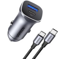 UGREEN PD&QC 3.0 Auto lādētājs USB C 30 W Auto lādētājs USB C PPS ar 1 m USB-C kabeli Saderīgs ar iPhone 14, 14 Pro, 14 Pro Max, 13, 12, 11, iPad Pro, Galaxy S22, S21, A53 utt.