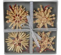 Riffelmacher 75315 Salmu zvaigžņu komplekts, 12 gabali, izmērs 6 cm, katrs ar sarkanu diegu, tradicionāls eglīšu rotājums, Ziemassvētki, advente, zvaigznes, piekaramais dekors, galda rotājums, Ziemassvētku eglīte