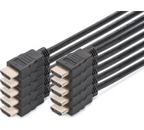 DIGITUS HDMI kabelis - HDMI 2.0-2m - UHD 4k 60Hz - 10 kabeļu komplekts - Zelta pārklājuma kontakti - Saderīgs ar TV, projektoru, monitoru - Melns