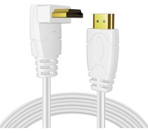 TNP 4K HDMI kabelis labajā leņķī 270 grādu leņķī (6 pēdas) - balts, 18GBPs, ātrdarbīgs HDMI kabelis 4K 60Hz HDR 2K 2160p 1080p 1440p 3D ARC/eARC Ethernet video spēlēm Xbox One X PS 4 Pro un Apple TV HDTV