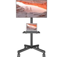 TV grīdas statīvs, TV statīvs, pārvietojams, 23-60 collu plazmas/LCD/LED televizoriem, portatīvs ar plauktu portatīvajam datoram, regulējams augstums, pārvietojams TV statīvs, TV statīvs līdz 40 kg, maks. VESA 400 x 400 mm