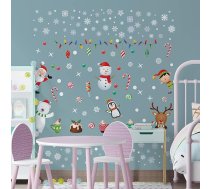 WALPLUS 140 x 90 cm Ziemassvētku sienas uzlīmes Sniegota ziemas zeme ar draugiem Sienas māksla Logu apdare Dekorācijas uzlīmes Dzīvojamā istaba Guļamistaba Guļamistaba DIY Dāvana