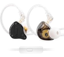 KINBOOFI KZ ZS10 Pro X austiņās, uzlabotas 4BA 1DD KZ austiņas ar vairākiem draiveriem IEM austiņās ar noņemamu sudraba sakausējuma 2-pin kabeli audiofilam (tumšas, ar mikrofonu)