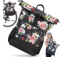 YBAG Daily - 2-in-1 ilgtspējīga velosipēda soma sievietēm - piemērota kā bagāžnieka soma un mugursoma ar nodalījumu klēpjdatoram birojam un iepirkumiem (ziedu), ziedu krāsā