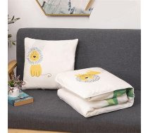 Spilvenu sega 2 in 1 ceļojumu sega Spilvenu sega daudzfunkcionāla spilvena sega Kakla atbalsta spilvens Mīksts un silts nap mat spilvens dīvānam Gulta Biroja krēsls (White Lion)
