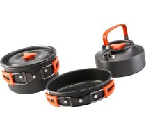 Toyvian 1 komplekts ar 3 trīs galvu kempinga katlu komplektu Katliņš, tējkanna Kempings, katls, vārīšanas katls Pārnēsājams ēdiena gatavošanas kempinga piederumu komplekts Kempings, rīks, kempinga katli Alumīnija sakausējums
