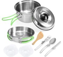 WDSOPK Kempinga trauki Kempinga trauki Ēdamvāra trauki Backpacking Pārgājieni Pikniks Pavārmāksla Āra ēdiena gatavošana Katlu un pannu komplekts Pavārmākslas piederumu komplekts Trauku komplekti Galda piederumu komplekts