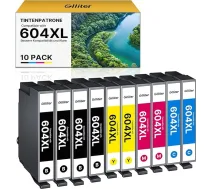 604 XL printeru kasetnes, kas saderīgas ar Epson 604 604XL Expression Home XP-4200 XP-3200 XP-3200 XP-3205 XP-2200 XP-2205 XP-4205 Workforce WF-2910 WF-2930 WF-2935 WF-2950 (10 eksemplāru iepakojumā)