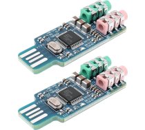 eMagTech CM108 USB skaņas karte bez mikroshēmas diskdziņa skaņas karte praktiska ārējā stereo kristāla skaņas karte portatīvajam datoram 49 x 19 x 8 mm iepakojumā 2 gab.