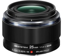 OM SYSTEM M.Zuiko Digital 25 mm F1.8 II objektīvs ar augstu spilgtumu un fiksētu fokusa attālumu Micro Four Thirds sistēmas kamerām (Olympus OM-D un Pen, Panasonic G sērija) Pret putekļiem un šļakatām, melns