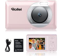 Rollei Compactline kabatas digitālā fotokamera, rozā, 50 MP 2.7K fotokamera ar 16X digitālo tālummaiņu, autofokuss, portatīva fotokamera ar 2,4 collu displeju, viegla, kompakta fotokamera bērniem, pusaudžiem
