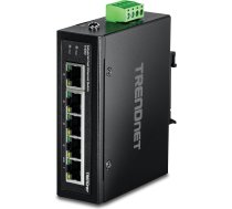 TRENDnet TI-E50 Rūpnieciskais nepārvaldāms 5 portu Fast Ethernet DIN sliedes komutators, 5 x Fast Ethernet porti, IP30, melns, melns