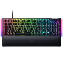Razer BlackWidow V4 (Green Switch) - mehāniskā spēļu klaviatūra Snap-Tap (klikšķu mehāniskie slēdži, 6 īpaši makro taustiņi, dubultošanas ABS taustiņi, Chroma RGB), Lielbritānijas izkārtojums, melna