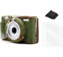 VOVMOEYA ZV-1F kameras futrālis, Sony ZV-1F ZV-1 II, silikona futrālis Sony ZV-1F/ZV-1 II/ZV-1M2 ar ekrāna aizsargu [2 gab.] un kameras karstās bultas vāciņu, Camo krāsa, kameras futrālis