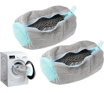 Hitopin Pack of 2 Shoes Wash Bag Trainers, apavi veļas mašīnai, atkārtoti lietojams veļas maisiņš, Zip apavu veļas maisiņš, veļas mašīnai, ceļojumiem, zeķēm un apaviem (pelēks)