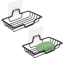 2 ziepju trauku komplekts ar piesūcekni, nerūsējošā tērauda ziepju trauku turētājs, sienas vakuuma ziepju turētājs, dušai, vannas istabai, vannai, virtuves izlietnei, ūdensizturīgs un nerūsējošs (melns)