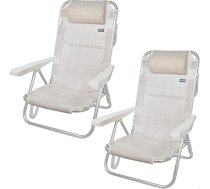 Aktive 62254 - 2 dažādu pozīciju saliekamie krēsli pludmalei, dārzam, terasei vai kempingam, 5 dažādas pozīcijas, augstums 21 cm, izmēri 48 x 46 x 84 cm, pastiprināti, ar rokturi pārnēsāšanai
