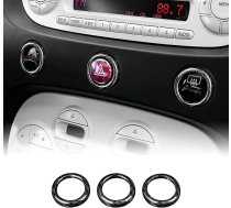 KUNGKIC Fiat 500 2008-2023 Abarth 595/595C/695 2012-2023 Automašīnas centrālās vadības pogas brīdinājuma signālgaismas poga aplis ar oglekļa šķiedras uzlīmi Dekoratīvie interjera aksesuāri Dāvanu komplekts, melns